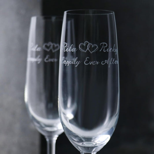 (一對價)210cc【永恆之心】LOVE心心相印香檳婚禮對杯 - MSA玻璃雕刻