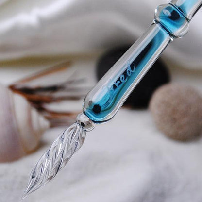 MSA玻璃筆 最受歡迎沾水筆 馬爾地夫藍 透明藍色 刻字文具 - MSA玻璃雕刻